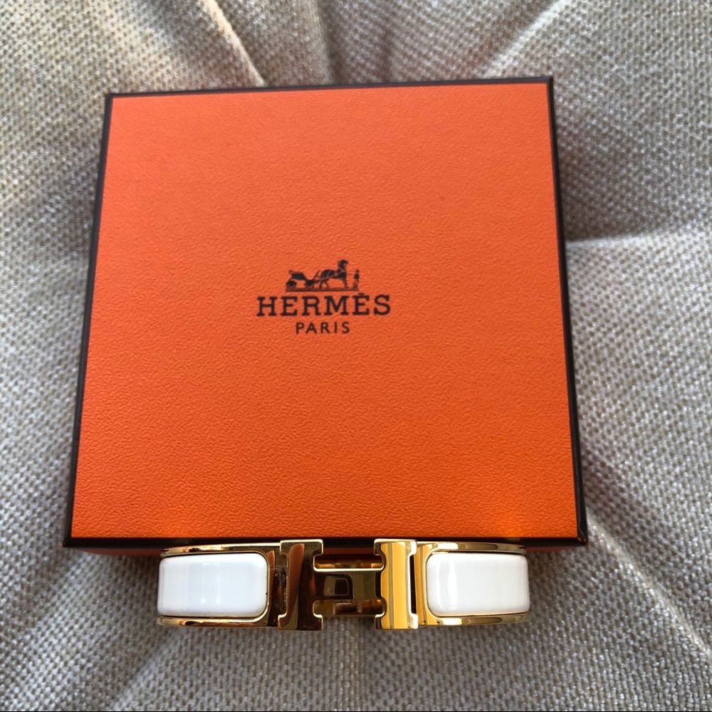 Hermès White Clik H Bracelet PM
